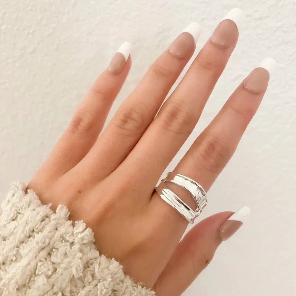925 Sterling Silver Chunky Ring Layer Ring Large Bold Silver Statement Ring